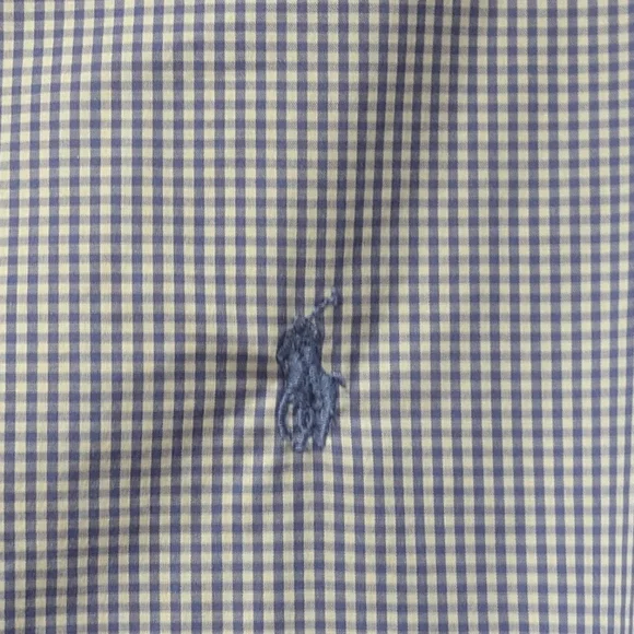 Ralph Lauren Men's Slim Fit Button Down Dress Shirt, Sz 18 (46), Blue And White - Picture 5 of 13